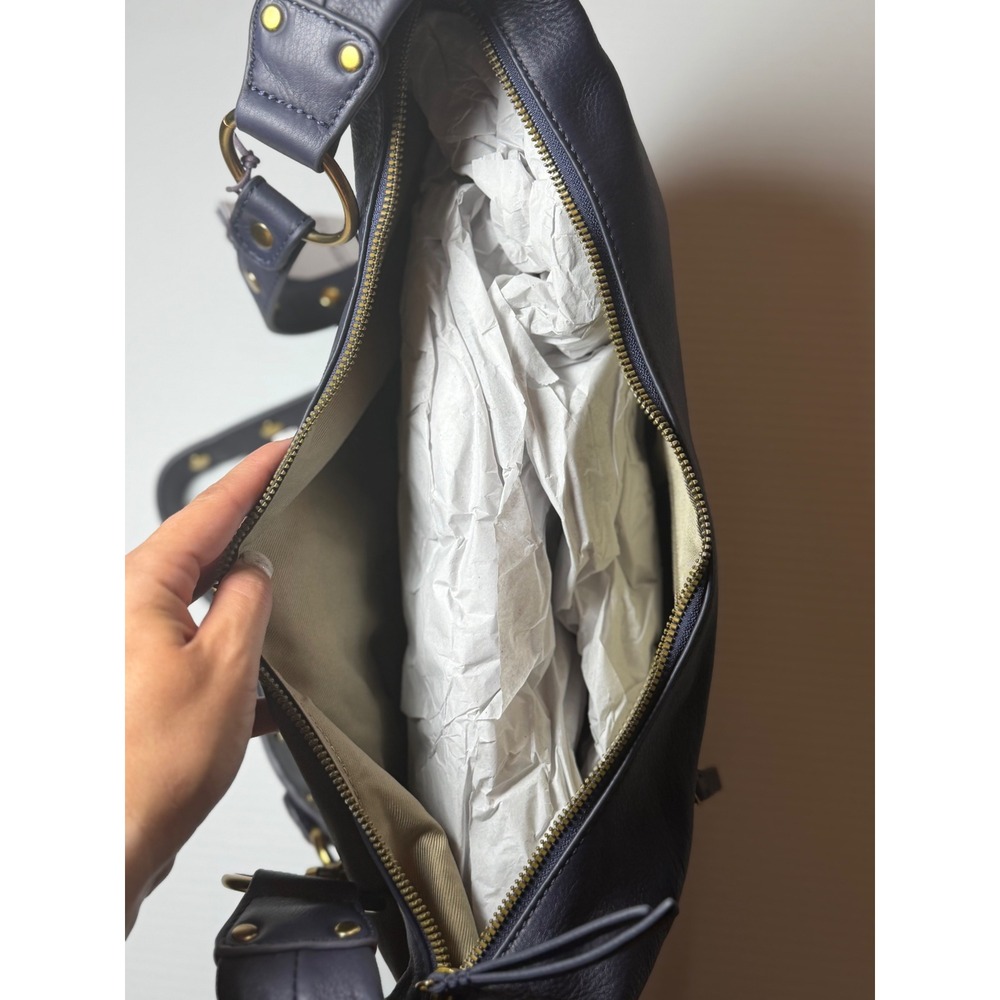 American Leather Co Notting Hill Convertible Crossbody Dark Navy Blue Hobo Bag - Picture 7 of 8